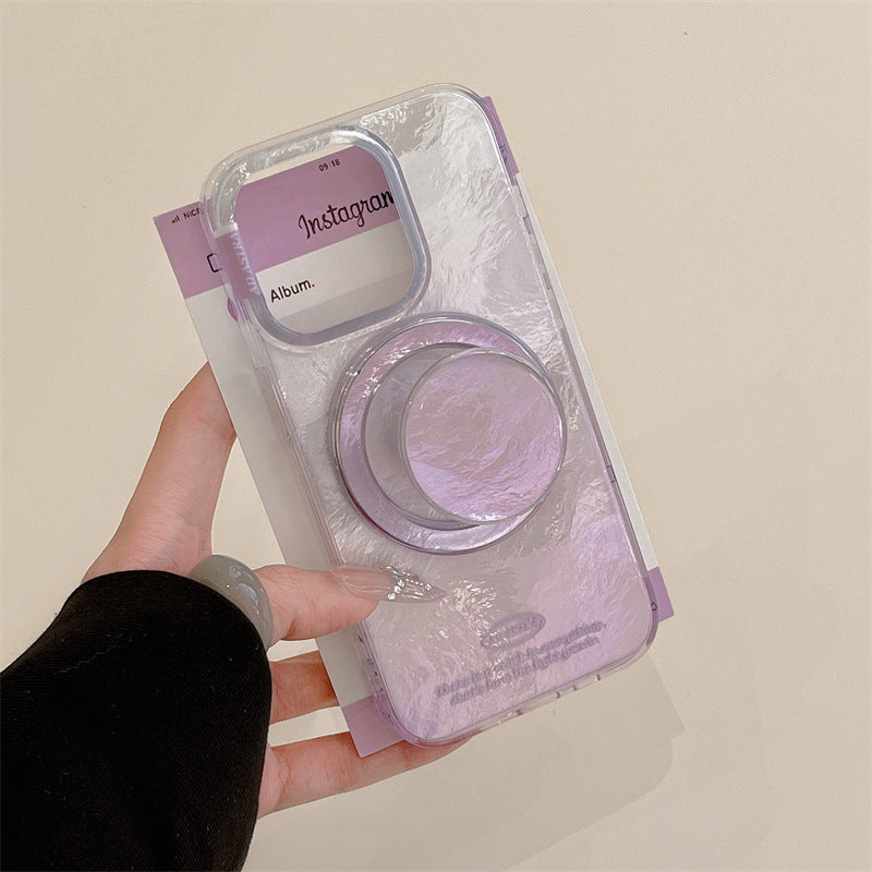 High-grade Gradient Tin Foil Pattern With Magnetic Holder Case For iPhone