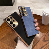 Stylish Electroplated Leather Shockproof Phone Case for Samsung