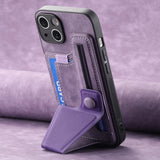 Multi-angle slide rail leather card holder protective Case for iPhone