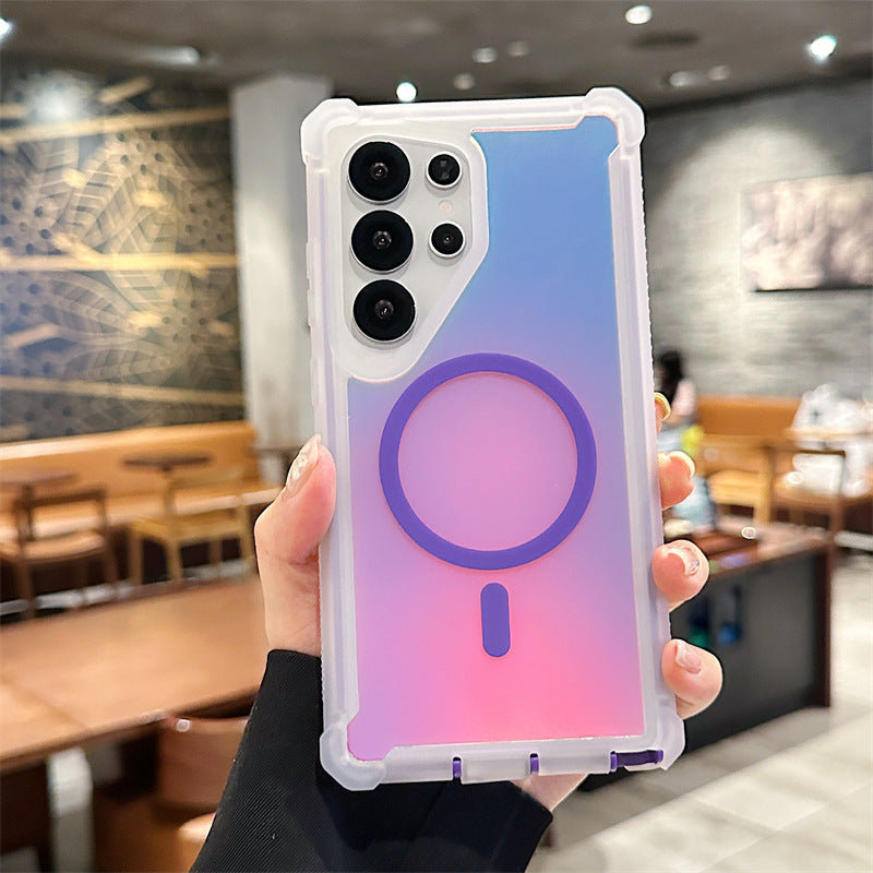 Space-Themed Gradient Magnetic Four-Corner Shockproof Phone Case for Samsung