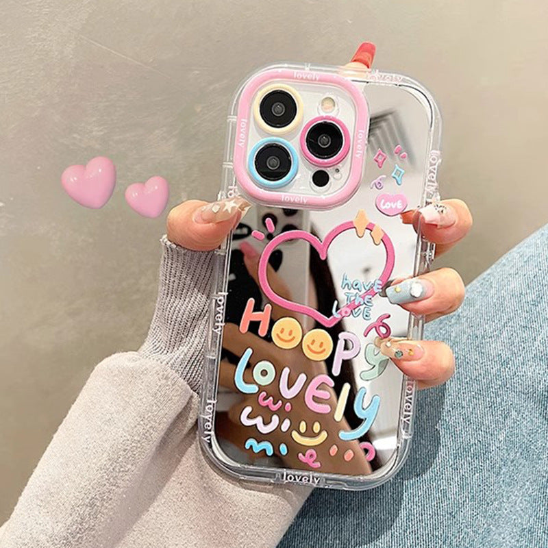 Pink Heart Phone Case Cute Protective Cover for iPhone