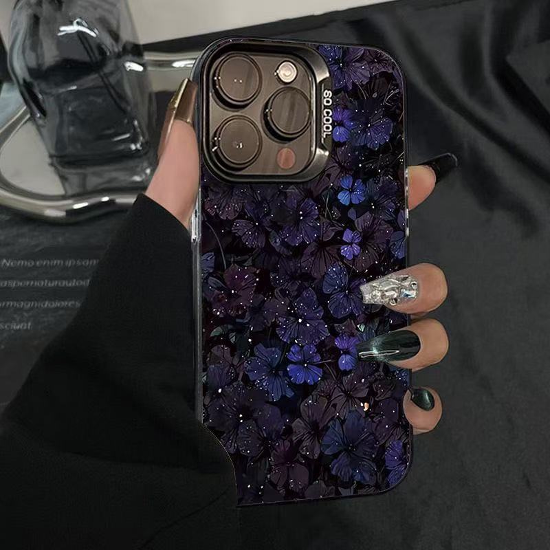 New Dark Night Purple Flower Phone Case for IPhone