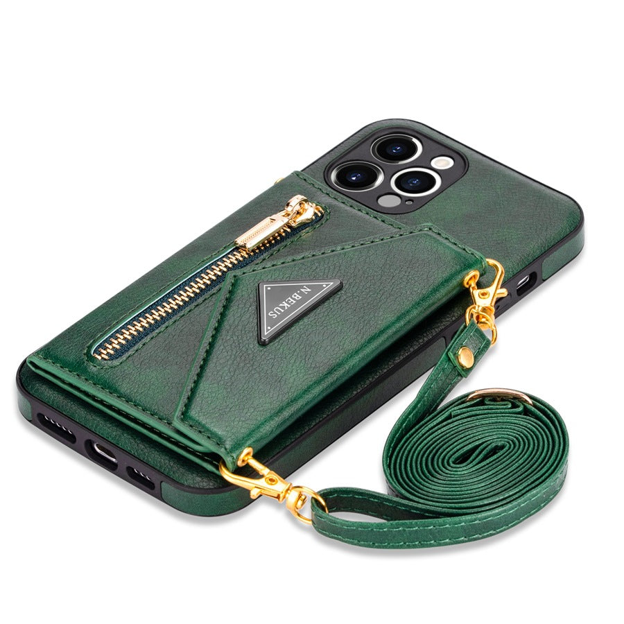 Side Zip Crossbody Card Holder Case for iPhone