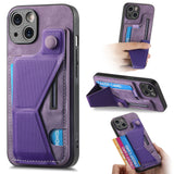 Multi-angle slide rail leather card holder protective Case for iPhone