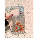 Cute glitter goldfish quicksand shell Case for iPhone