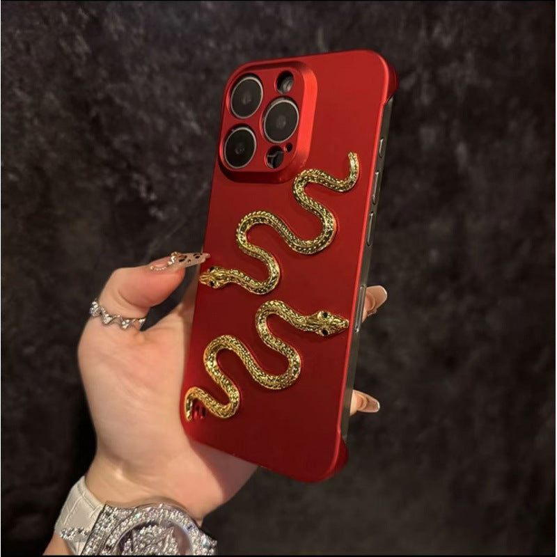 Borderless embossed gold snake case for iPhone