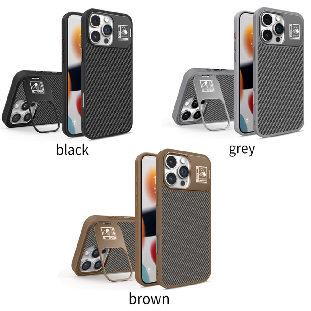 Carbon fiber pattern magnetic lens holder Case for iPhone