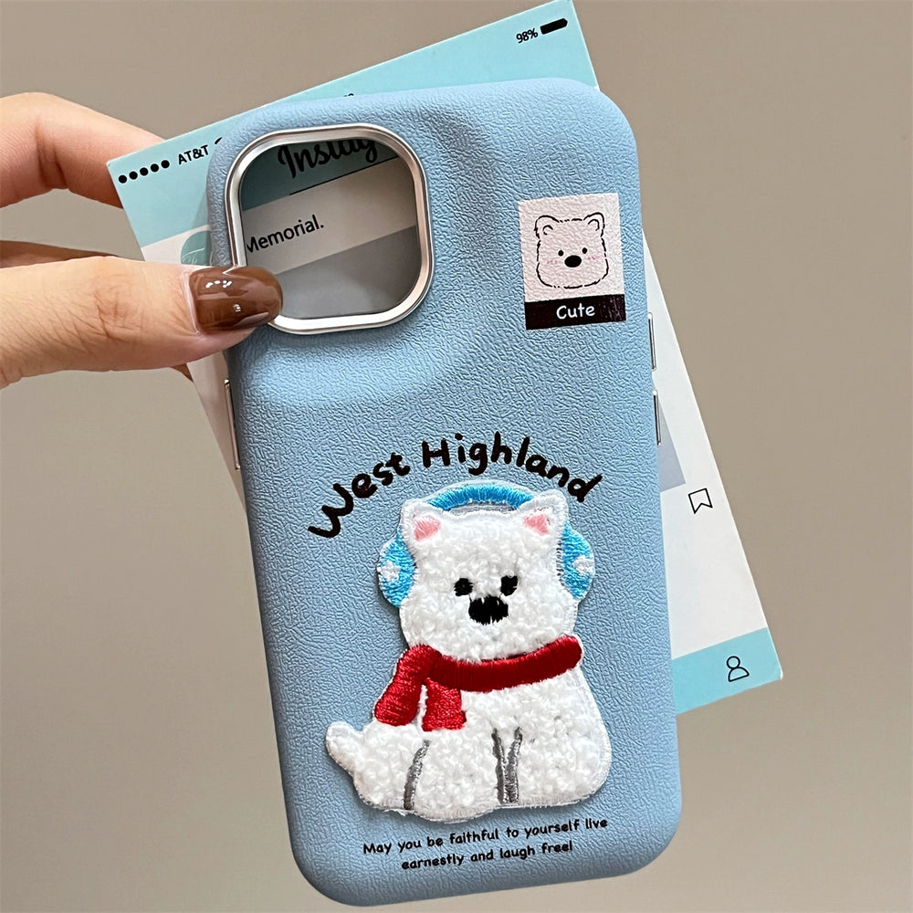 Soft and cute embroidered West Highland Case for iPhone