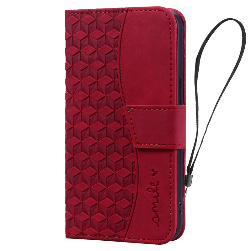 Leather 3D Geometric Pattern Wallet, Card Holder, Phone Case 3-In-1 for Samsung