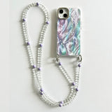 Dreamy Feather Star Chain Crossbody Wrist Bead Chain Case for iPhone