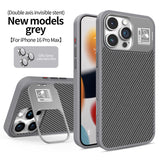 Carbon fiber pattern magnetic lens holder Case for iPhone