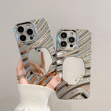 Water Ripple Electroplating Silver Gray Mirror Case For iphone