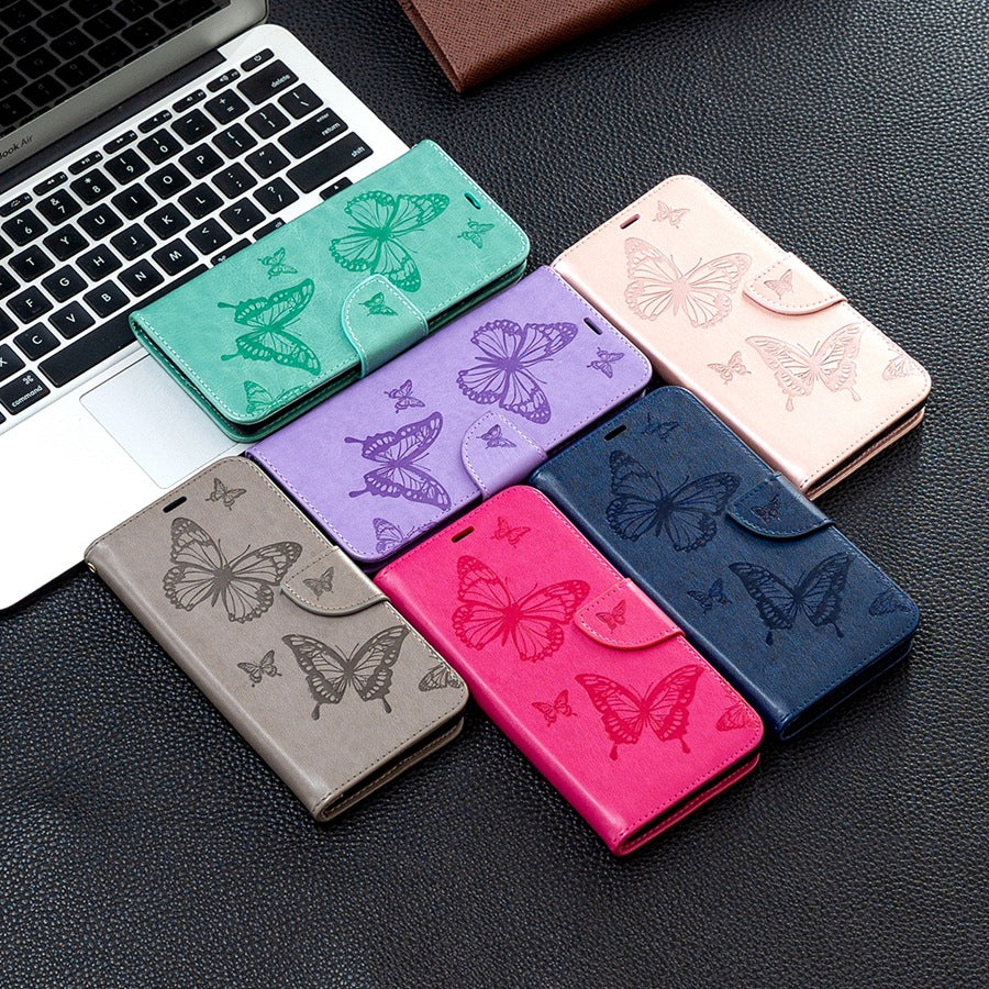 Butterfly Embossed Leather Flip Case for iPhone