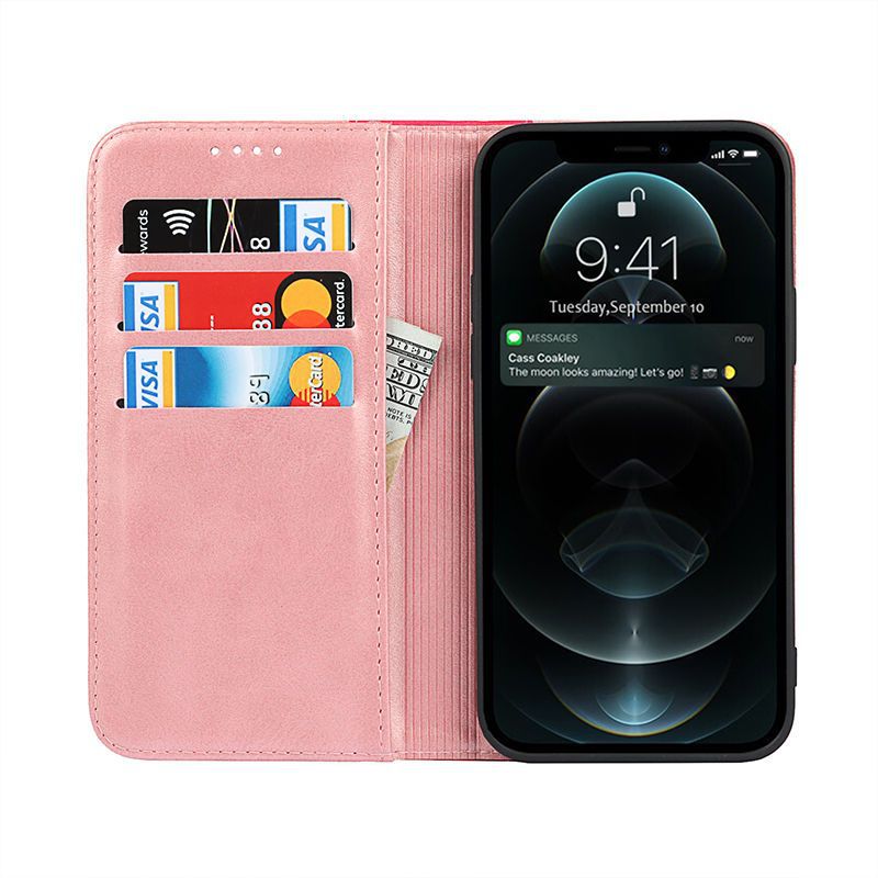 Colorblock Calf Pattern Magnetic Case for iPhone