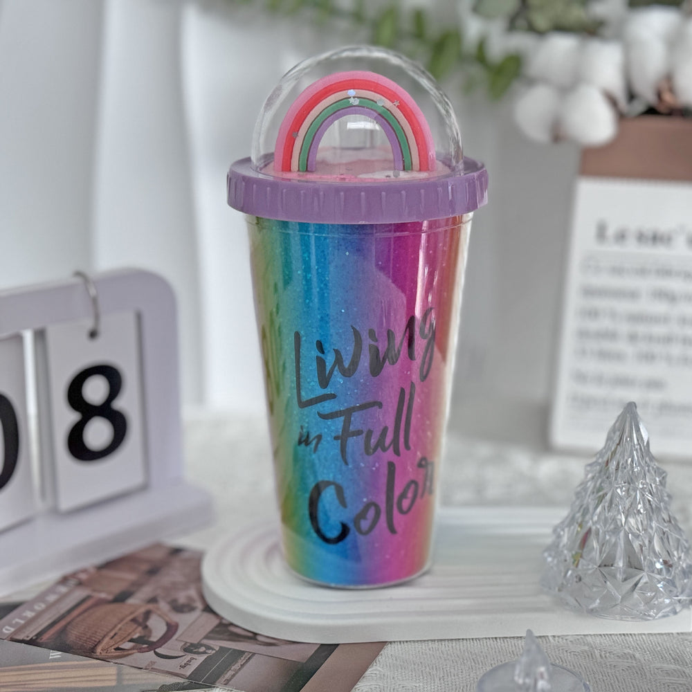 Rainbow plastic water cup