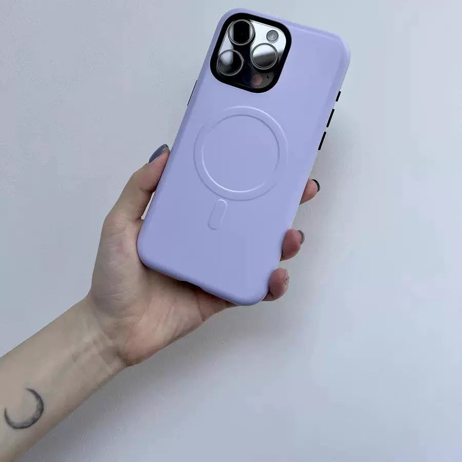 Film magnetic solid color creative double-layer frosted case for iPhone