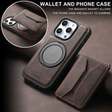 Magnetic Suction Two-In-One Card Holder Bracket Leather Case for iPhone