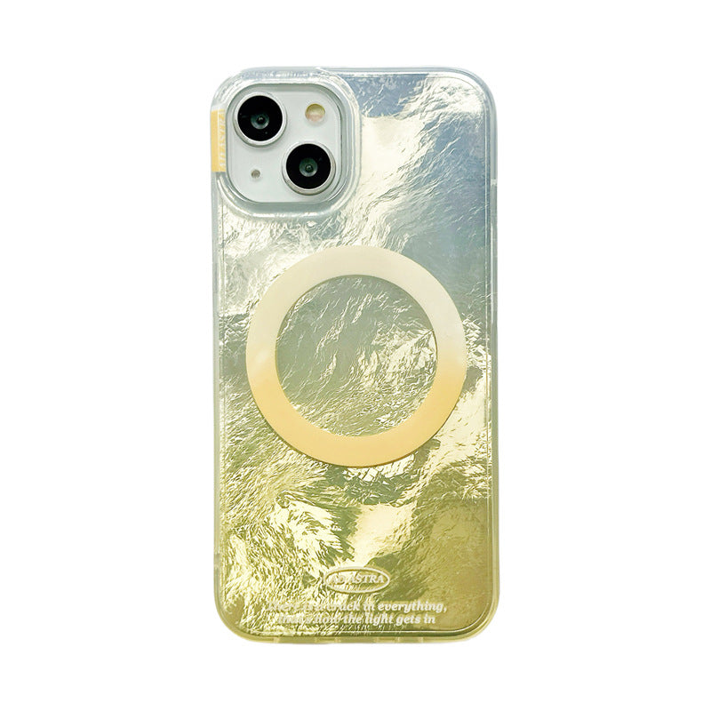 High-grade Gradient Tin Foil Pattern With Magnetic Holder Case For iPhone