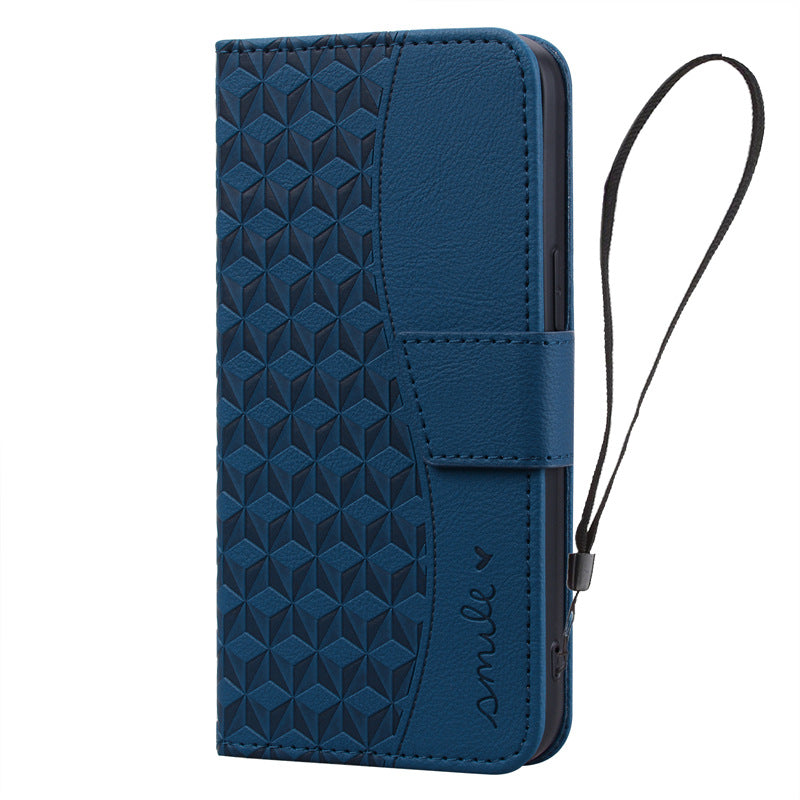 Leather 3D Geometric Pattern Wallet, Card Holder, Phone Case 3-In-1 for Samsung