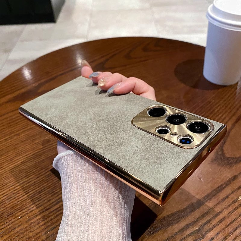 Stylish Electroplated Leather Shockproof Phone Case for Samsung