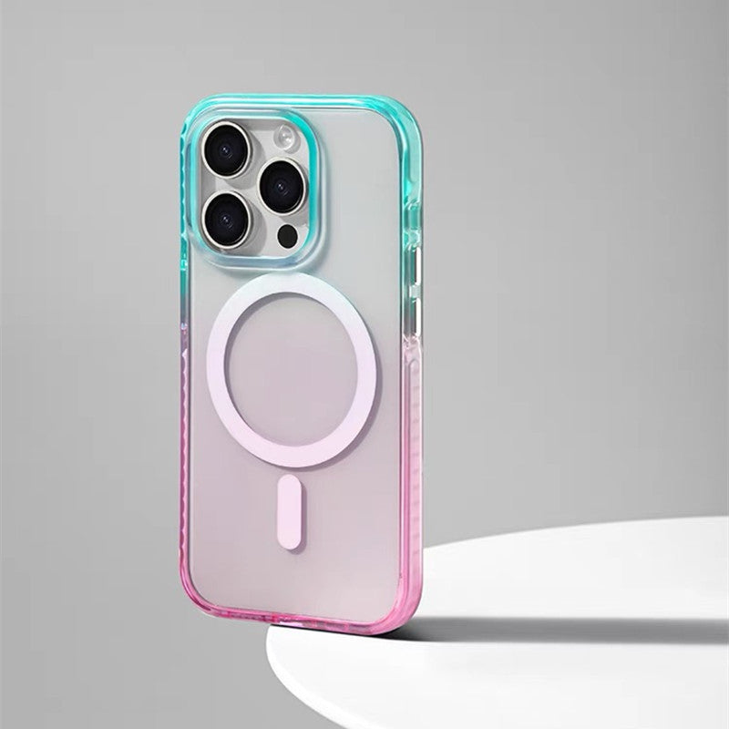 Magnetic Gradient Color Transparent Case for iPhone