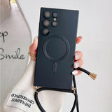 Metallic Paint Magnetic Drop-Proof Crossbody Nail Phone Case for Samsung