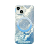 High-grade Gradient Tin Foil Pattern With Magnetic Holder Case For iPhone