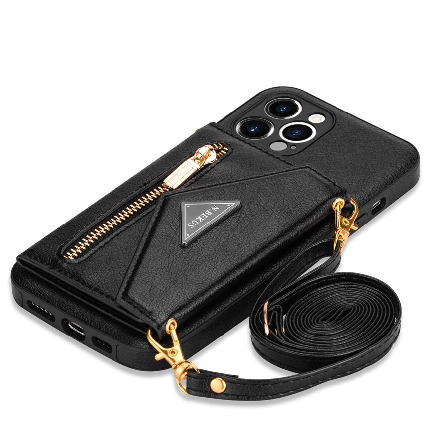 Side Zip Crossbody Card Holder Case for iPhone