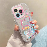 Pink Heart Phone Case Cute Protective Cover for iPhone