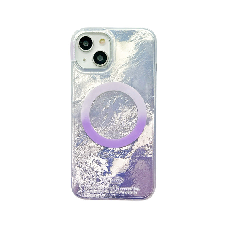 High-grade Gradient Tin Foil Pattern With Magnetic Holder Case For iPhone