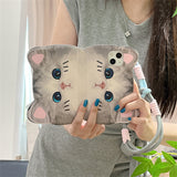 Cute Cat Flip Wrist Lanyard Case For iPhone