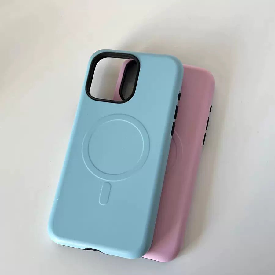 Film magnetic solid color creative double-layer frosted case for iPhone