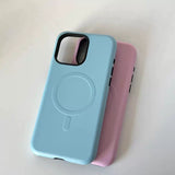 Film magnetic solid color creative double-layer frosted case for iPhone