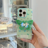 High-grade Turquoise Beaded Butterfly Holder Case  For iphone