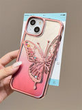 High-grade feather yarn electroplating quicksand butterfly Case for iPhone