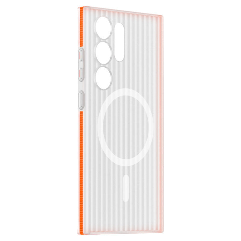 Corrugated Grating Anti-Slip Strip Magnetic Skin-Feel Full-Coverage Drop-Proof Phone Case for Samsung