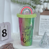 Rainbow plastic water cup