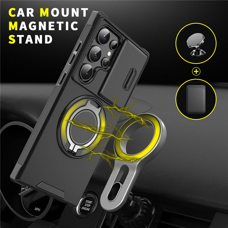 Sliding Window Rotating Stand Phone Case for Samsung
