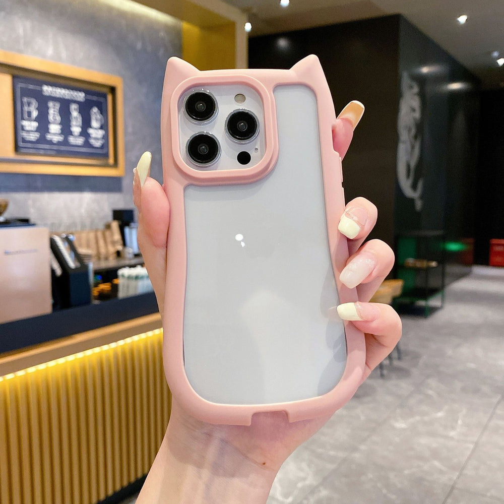 Simple Solid Color Cat Ear Phone Case for IPhone