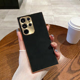 Stylish Electroplated Leather Shockproof Phone Case for Samsung