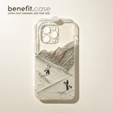 Simple Niche Snow Mountain Skiing Case For iPhone