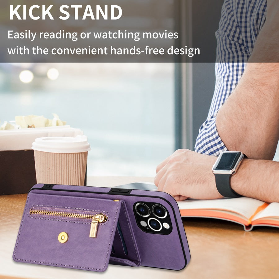 Side Zip Crossbody Card Holder Case for iPhone