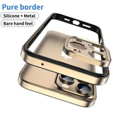 Metal Frame Flat Corner Silicone Case For iPhone