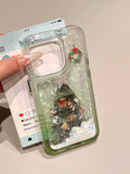 Snowflake quicksand green smudged Christmas tree Case for iPhone