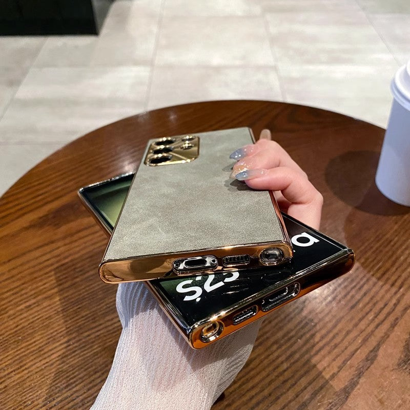 Stylish Electroplated Leather Shockproof Phone Case for Samsung