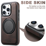 Magnetic Suction Two-In-One Card Holder Bracket Leather Case for iPhone