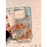 Cute glitter goldfish quicksand shell Case for iPhone