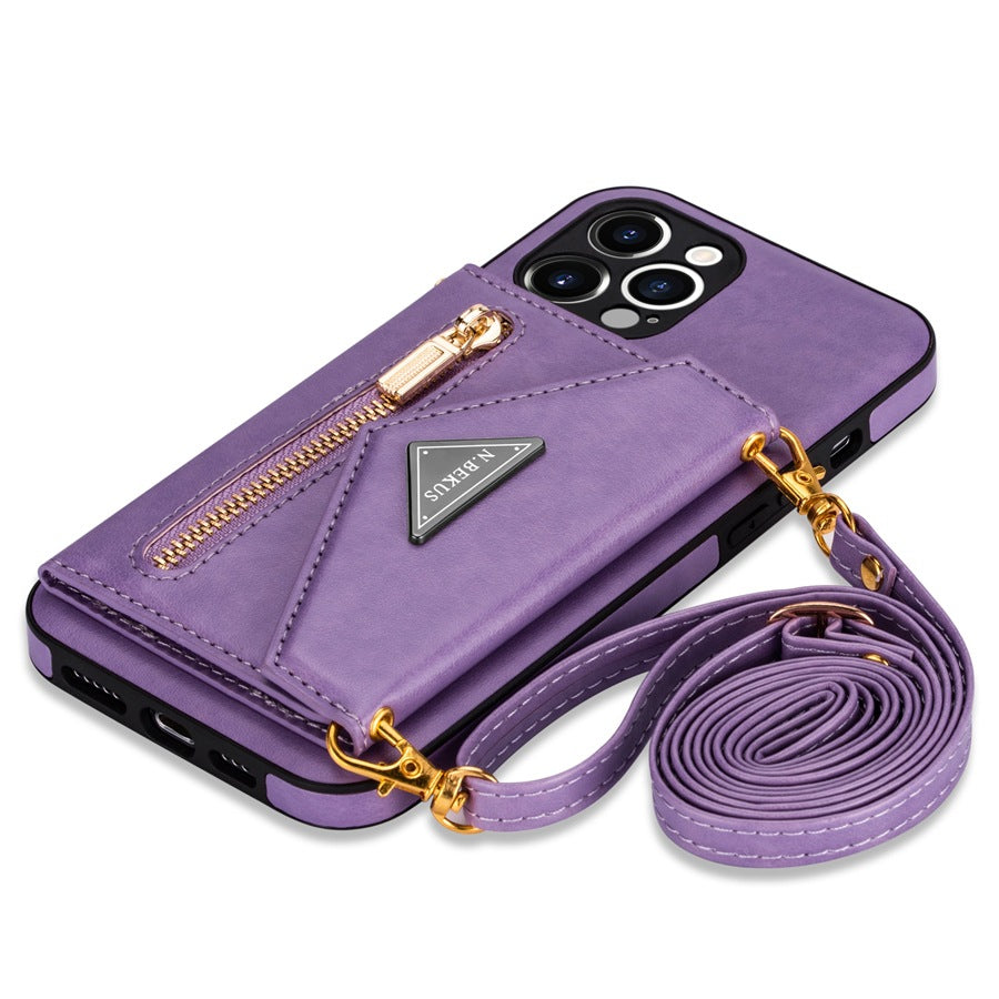 Side Zip Crossbody Card Holder Case for iPhone