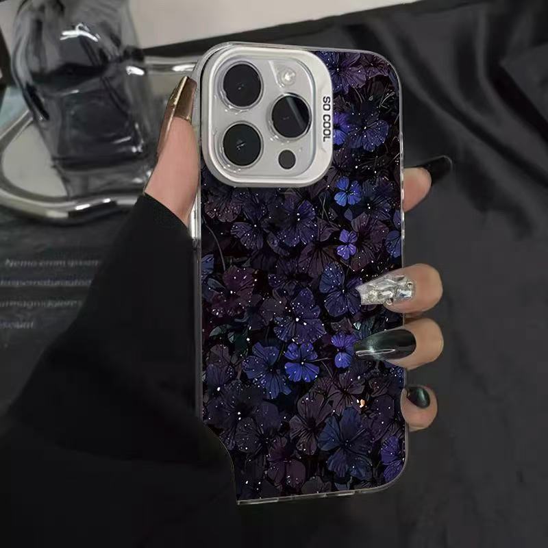 New Dark Night Purple Flower Phone Case for IPhone