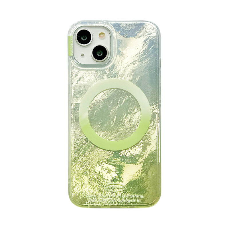 High-grade Gradient Tin Foil Pattern With Magnetic Holder Case For iPhone